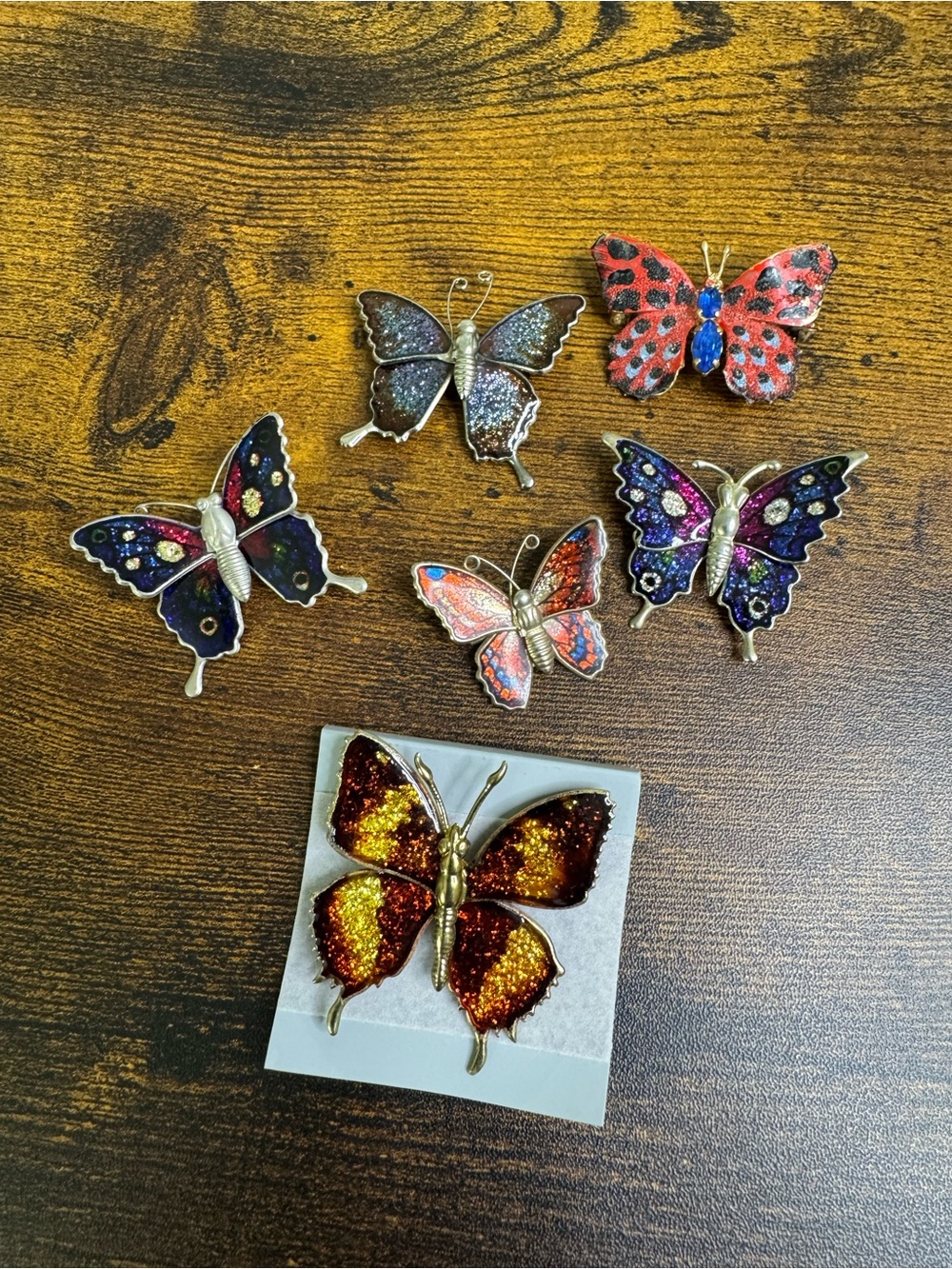 Vintage Glitter Metal Butterfly Pin Brooch Bundle Lot of 6